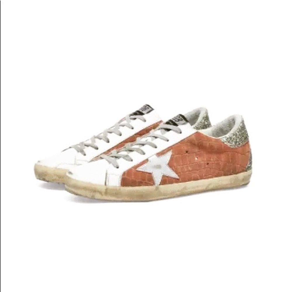 Golden Goose Super Star Mauve Croc, White, glitter 37/7 BNIB comes w/ box 💯